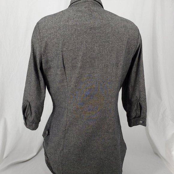 JL❤ Button Front Collared Shirt Gray Womens Large - Picture 8 of 14